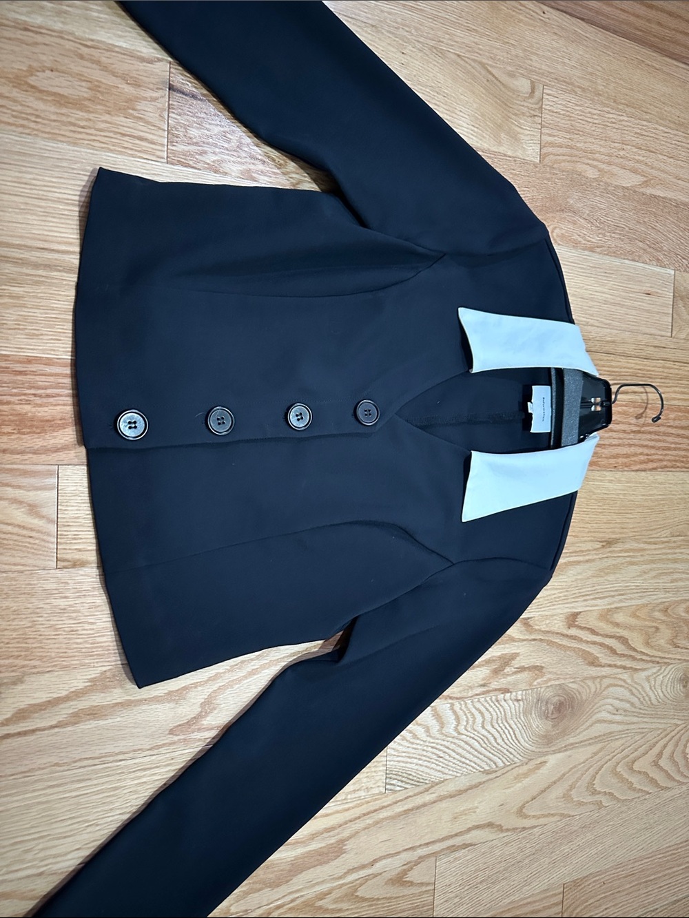 Reformation pia black knit top Jacket with White Collar - Picture 6 of 7